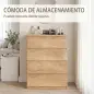 Cómoda 4 Cajones para Dormitorio Moderna Diseño sin Tiradores para Comedor Entrada 60x40x80 cm Madera Natural Cómoda 4 Cajones para Dormitorio Moderna Diseño sin Tiradores para Comedor Entrada 60x40x80 cm Madera Natural