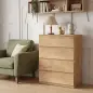 Cómoda 4 Cajones para Dormitorio Moderna Diseño sin Tiradores para Comedor Entrada 60x40x80 cm Madera Natural Cómoda 4 Cajones para Dormitorio Moderna Diseño sin Tiradores para Comedor Entrada 60x40x80 cm Madera Natural