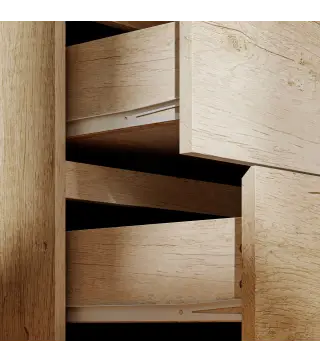 Cómoda 4 Cajones para Dormitorio Moderna Diseño sin Tiradores para Comedor Entrada 60x40x80 cm Madera Natural