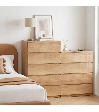 Cómoda 4 Cajones para Dormitorio Moderna Diseño sin Tiradores para Comedor Entrada 60x40x80 cm Madera Natural