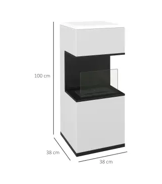 Chimenea de bioetanol de sobre pies con quemador 1,2L, aproximadamente 3H de duración de combustión, cobertura 20 a 25 m²