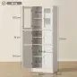 Columna de Baño Estrecha con Puertas de Vidrio Puertas de Lamas Estantes Ajustables 60x30x170 cm Blanco