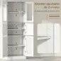 Columna de Baño Estrecha con Puertas de Vidrio Puertas de Lamas Estantes Ajustables 60x30x170 cm Blanco