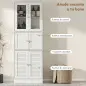 Columna de Baño Estrecha con Puertas de Vidrio Puertas de Lamas Estantes Ajustables 60x30x170 cm Blanco