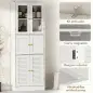 Columna de Baño Estrecha con Puertas de Vidrio Puertas de Lamas Estantes Ajustables 60x30x170 cm Blanco