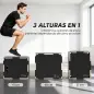 Cajón Pliométrico de Madera 3 en 1 con 3 Alturas Diferentes Asas sin Esquinas Entrenamiento de Salto 51x48x41 cm