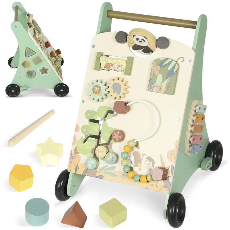 Andador Madera Bebé Control Velocidad Xilófono Engranajes Laberinto Cuentas Centro de Actividades Montessori Verde Andador Madera Bebé Control Velocidad Xilófono Engranajes Laberinto Cuentas Centro de Actividades Montessori Verde