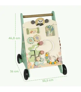Andador Madera Bebé Control Velocidad Xilófono Engranajes Laberinto Cuentas Centro de Actividades Montessori Verde