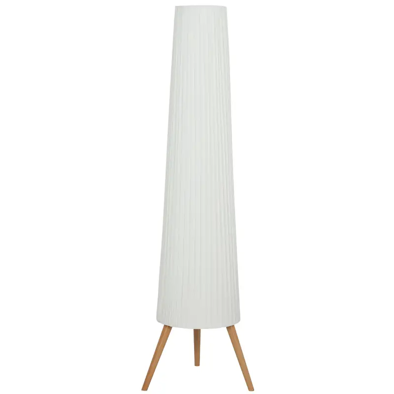 Lámpara de Pie con Trípode Brillo Ajustable 3 Niveles Interruptor de Pie Patas de Madera y Pantalla de Tela Blanco Lámpara de Pie con Trípode Brillo Ajustable 3 Niveles Interruptor de Pie Patas de Madera y Pantalla de Tela Blanco