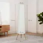 Lámpara de Pie con Trípode Brillo Ajustable 3 Niveles Interruptor de Pie Patas de Madera y Pantalla de Tela Blanco