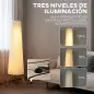 Lámpara de Pie con Trípode Brillo Ajustable 3 Niveles Interruptor de Pie Patas de Madera y Pantalla de Tela Blanco