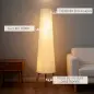 Lámpara de Pie con Trípode Brillo Ajustable 3 Niveles Interruptor de Pie Patas de Madera y Pantalla de Tela Blanco