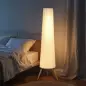Lámpara de Pie con Trípode Brillo Ajustable 3 Niveles Interruptor de Pie Patas de Madera y Pantalla de Tela Blanco