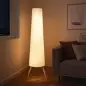 Lámpara de Pie con Trípode Brillo Ajustable 3 Niveles Interruptor de Pie Patas de Madera y Pantalla de Tela Blanco