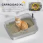Arenero para Gatos de Acero Inoxidable XL con Borde Alto Pala Fácil de Limpiar Prueba de Fugas 60,2x40,2x29,7 cm Gris