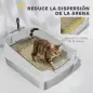 Arenero para Gatos de Acero Inoxidable XL con Borde Alto Pala Fácil de Limpiar Prueba de Fugas 60,2x40,2x29,7 cm Gris