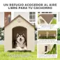 Caseta para Perros Exterior Casa para Perros Extragrandes de Plástico con 2 Ventanas Base Elevada Estacas Beige Caseta para Perros Exterior Casa para Perros Extragrandes de Plástico con 2 Ventanas Base Elevada Estacas Beige