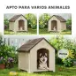 Caseta para Perros Exterior Casa para Perros Extragrandes de Plástico con 2 Ventanas Base Elevada Estacas Beige Caseta para Perros Exterior Casa para Perros Extragrandes de Plástico con 2 Ventanas Base Elevada Estacas Beige