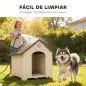 Caseta para Perros Exterior Casa para Perros Extragrandes de Plástico con 2 Ventanas Base Elevada Estacas Beige Caseta para Perros Exterior Casa para Perros Extragrandes de Plástico con 2 Ventanas Base Elevada Estacas Beige