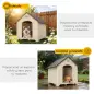 Caseta para Perros Exterior Casa para Perros Grandes de Plástico con 2 Ventanas Base Elevada Estacas Beige
