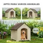 Caseta para Perros Exterior Casa para Perros Grandes de Plástico con 2 Ventanas Base Elevada Estacas Beige