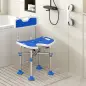 Silla Ducha Personas Mayores Antideslizante con Respaldo Altura Ajustable Soporte para Alcachofa Carga 150 kg Azul Silla Ducha Personas Mayores Antideslizante con Respaldo Altura Ajustable Soporte para Alcachofa Carga 150 kg Azul
