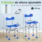 Silla Ducha Personas Mayores Antideslizante con Respaldo Altura Ajustable Soporte para Alcachofa Carga 150 kg Azul Silla Ducha Personas Mayores Antideslizante con Respaldo Altura Ajustable Soporte para Alcachofa Carga 150 kg Azul