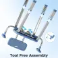 Taburete de ducha ergonómico con reposabrazos y respaldo, asiento y altura ajustables, azul