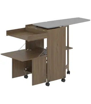Armario Tabla de Planchar Plegable con Soporte para Plancha y Ropa con Compartimento Abierto,154x55x87 cm, Marrón