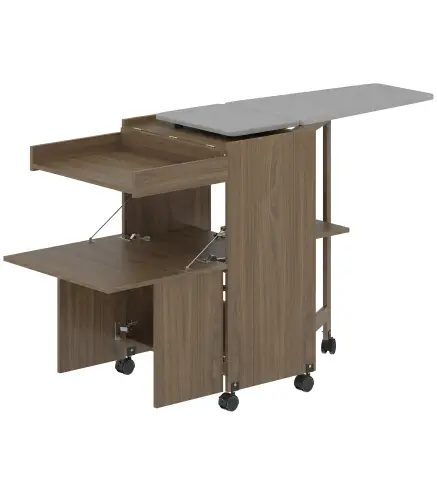 Armario Tabla de Planchar Plegable con Soporte para Plancha y Ropa con Compartimento Abierto,154x55x87 cm, Marrón
