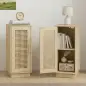 Conjunto de 2 Mesitas de Noche con Puerta de Ratán, Mesillas de Noche Estilo Boho Estante Ajustable Natural