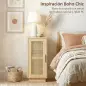Conjunto de 2 Mesitas de Noche con Puerta de Ratán, Mesillas de Noche Estilo Boho Estante Ajustable Natural