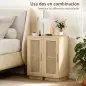 Conjunto de 2 Mesitas de Noche con Puerta de Ratán, Mesillas de Noche Estilo Boho Estante Ajustable Natural