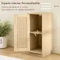 Conjunto de 2 Mesitas de Noche con Puerta de Ratán, Mesillas de Noche Estilo Boho Estante Ajustable Natural