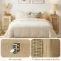 Conjunto de 2 Mesitas de Noche con Puerta de Ratán, Mesillas de Noche Estilo Boho Estante Ajustable Natural