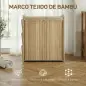 Cesto de Ropa Sucia de Bambú con Tapa 120L con 2 Bolsas con Cordón Extraíbles y Lavables Bolsillos Laterales Natural