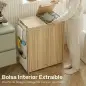 Cesto de Ropa Sucia de Bambú con Tapa 120L con 2 Bolsas con Cordón Extraíbles y Lavables Bolsillos Laterales Natural