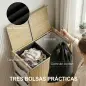 Cesto de Ropa Sucia de Bambú con Tapa 120L con 2 Bolsas con Cordón Extraíbles y Lavables Bolsillos Laterales Natural