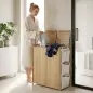 Cesto de Ropa Sucia de Bambú con Tapa 120L con 2 Bolsas con Cordón Extraíbles y Lavables Bolsillos Laterales Natural