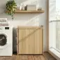 Cesto de Ropa Sucia de Bambú con Tapa 120L con 2 Bolsas con Cordón Extraíbles y Lavables Bolsillos Laterales Natural