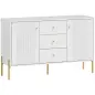 Aparador Moderno de 2 Puertas Aparador de Salón con 3 Cajones Estantes Ajustables Blanco 120x39,1x76 cm