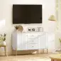 Aparador Moderno de 2 Puertas Aparador de Salón con 3 Cajones Estantes Ajustables Blanco 120x39,1x76 cm
