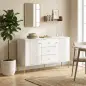 Aparador Moderno de 2 Puertas Aparador de Salón con 3 Cajones Estantes Ajustables Blanco 120x39,1x76 cm