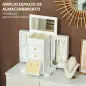 Caja Joyero de 4 Niveles con 2 Cajones Espejo Puertas Laterales con Ganchos para Pendientes Anillos Collares Blanco Caja Joyero de 4 Niveles con 2 Cajones Espejo Puertas Laterales con Ganchos para Pendientes Anillos Collares Blanco