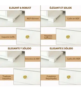 Caja Joyero de 4 Niveles con 2 Cajones Espejo Puertas Laterales con Ganchos para Pendientes Anillos Collares Blanco