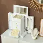 Caja Joyero de 4 Niveles con 2 Cajones Espejo Puertas Laterales con Ganchos para Pendientes Anillos Collares Blanco Caja Joyero de 4 Niveles con 2 Cajones Espejo Puertas Laterales con Ganchos para Pendientes Anillos Collares Blanco