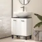 Mueble Bajo Lavabo con 2 Puertas y Estante Ajustable para Lavabo con o sin Pedestal 60x34x70 cm Blanco Brillo