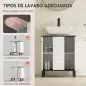 Mueble Bajo Lavabo con 2 Puertas y Estante Ajustable para Lavabo con o sin Pedestal 60x34x70 cm Blanco Brillo