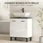 Mueble Bajo Lavabo con 2 Puertas y Estante Ajustable para Lavabo con o sin Pedestal 60x34x70 cm Blanco Brillo