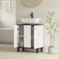 Mueble Bajo Lavabo con 2 Puertas y Estante Ajustable para Lavabo con o sin Pedestal 60x34x70 cm Blanco Brillo